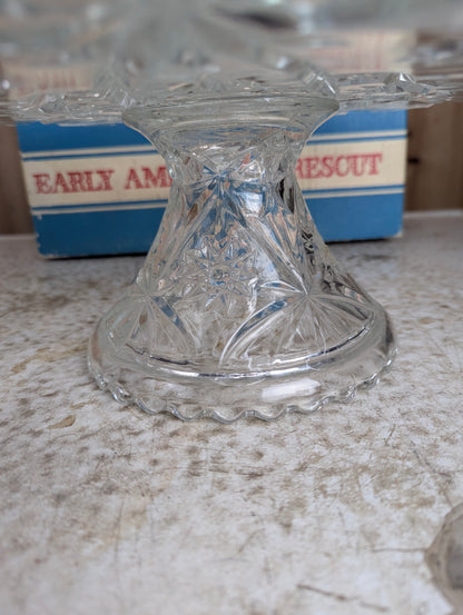 Vintage Anchor Hocking 2 Pc. Footed Cake Plate with Original Box - view 3