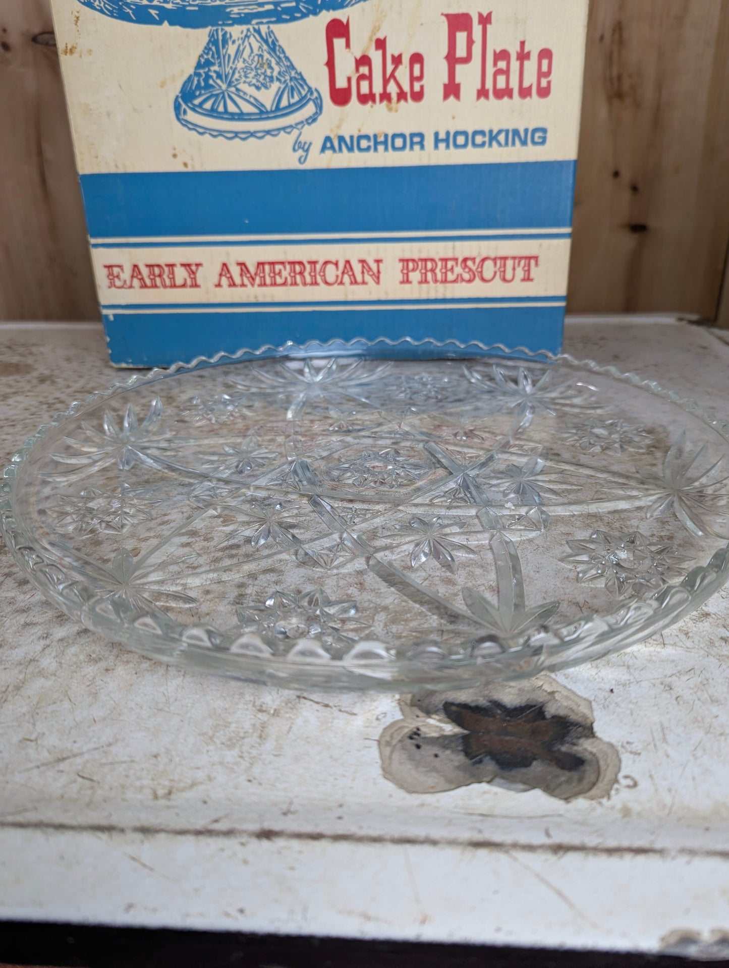 Vintage Anchor Hocking 2 Pc. Footed Cake Plate with Original Box - view 5