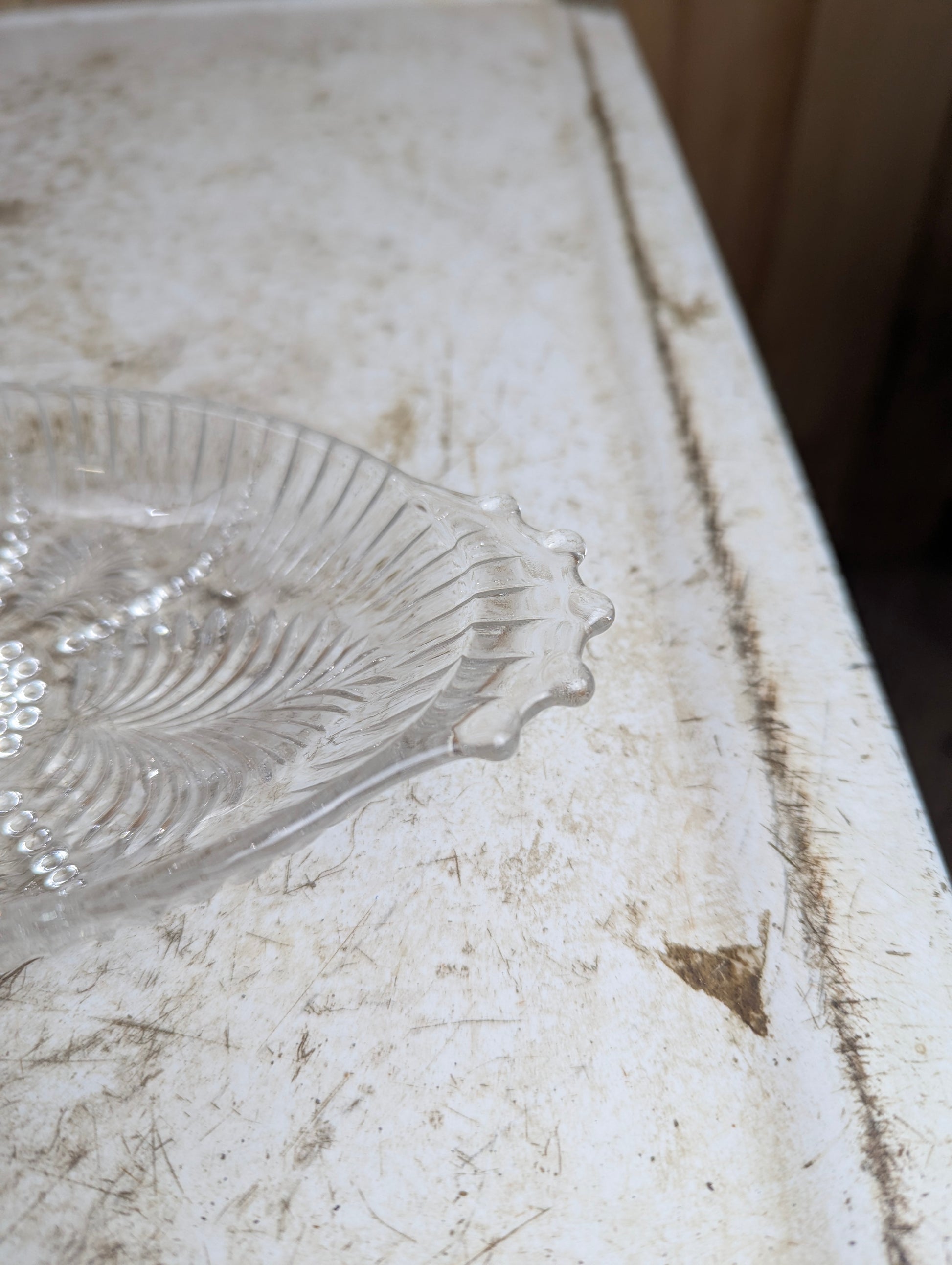Vintage Anchor Hocking Feather and Pearl Relish Dish - view 2