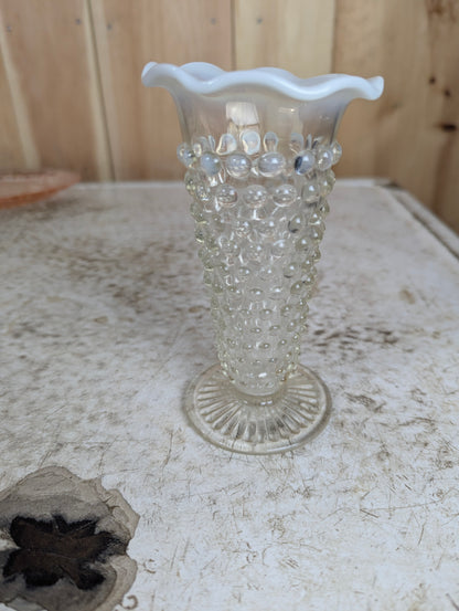 Vintage Anchor Hocking  Moonstone Opalescent Hobnail Vase