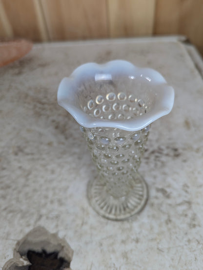 Vintage Anchor Hocking  Moonstone Opalescent Hobnail Vase - view 2