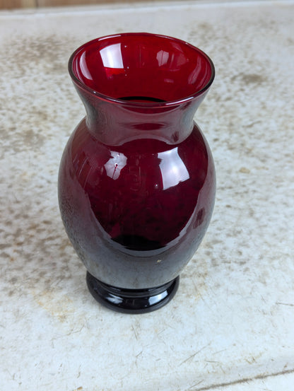 Vintage Anchor Hocking Royal Ruby Red Glass Vase
