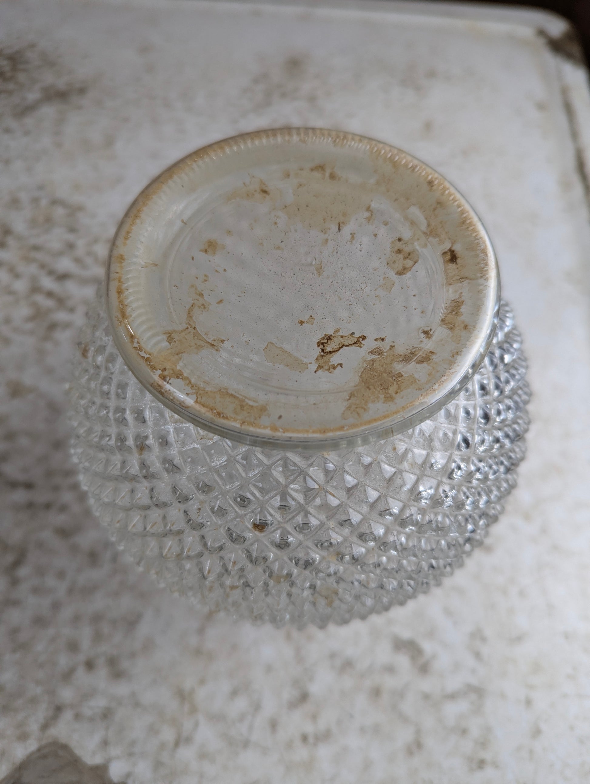 Vintage Anchor Round Diamond Pattern Glass Perfume Bottle Base - view 2