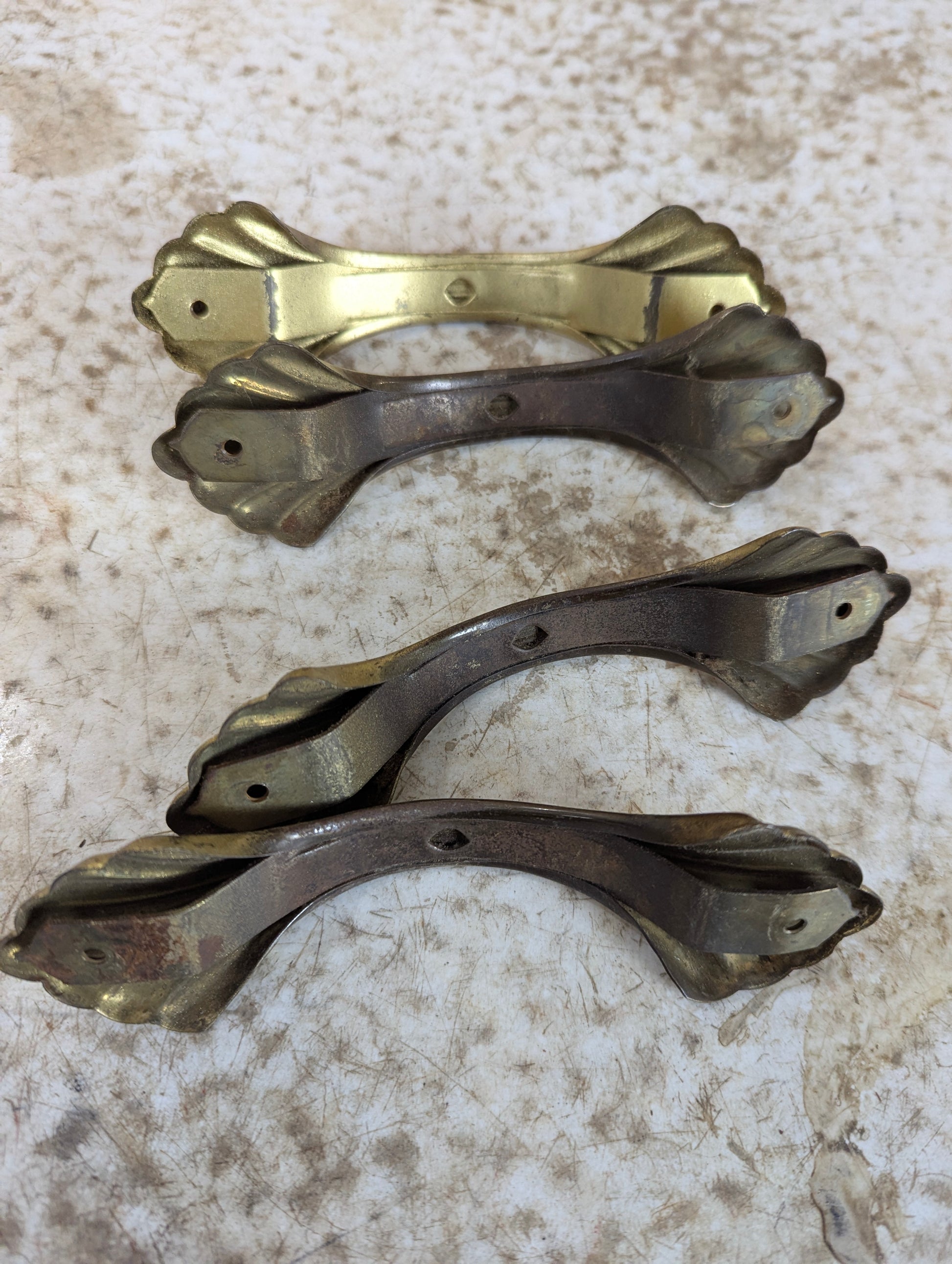 Vintage Art Deco Brass Drawer Pulls, set of 6 - view 4