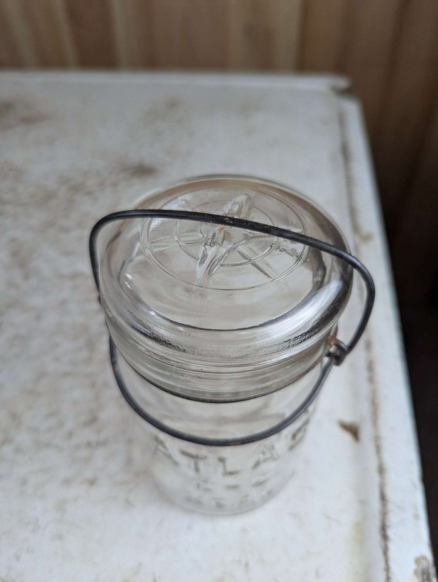Vintage Atlas E-Z Seal Glass Pint Mason Jar With Glass Lid - view 2