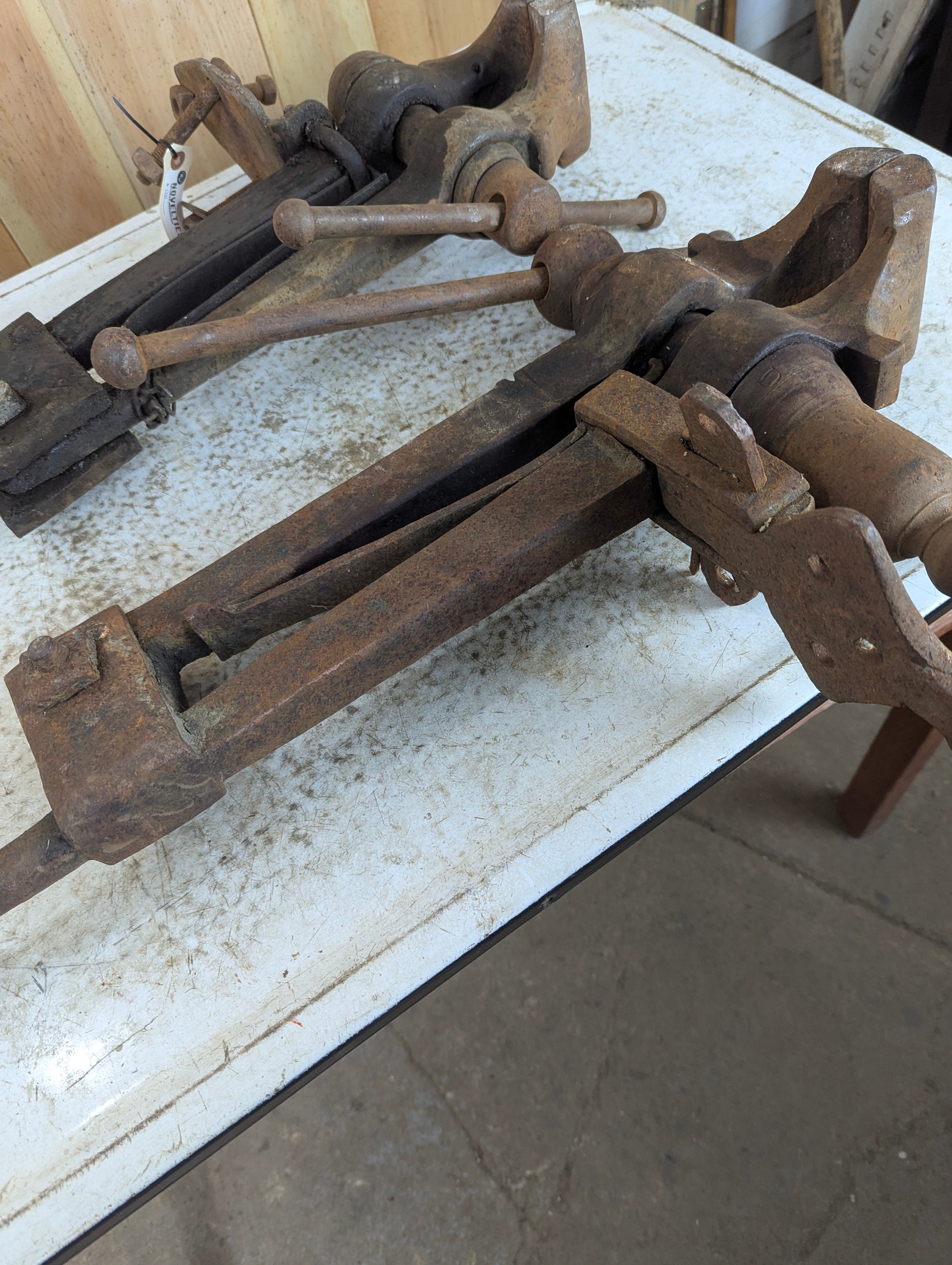 Vintage Blacksmith Post Leg Vises - view 3