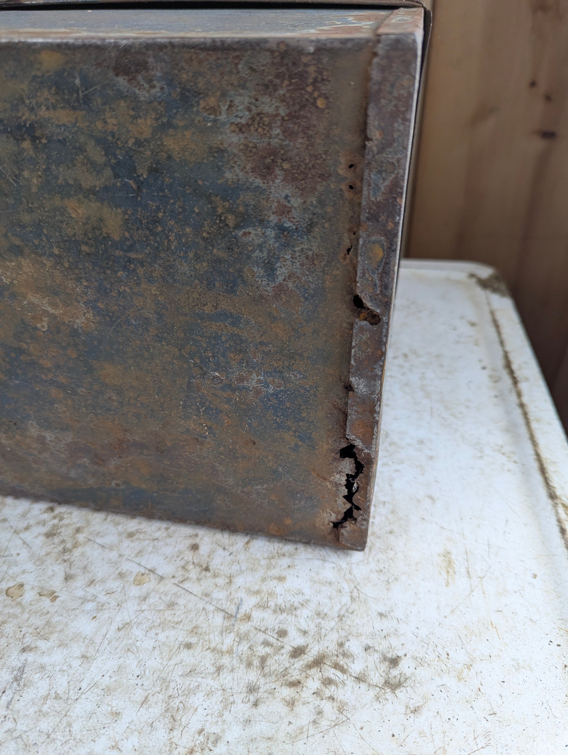Vintage Blue Metal Toolbox with Caddy - Rusted - view 10