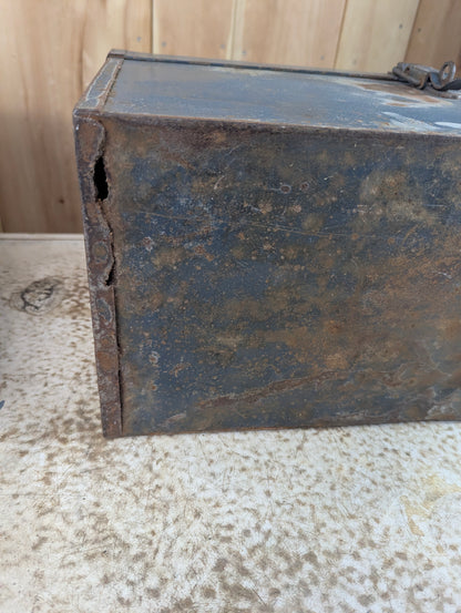 Vintage Blue Metal Toolbox with Caddy - Rusted - view 11