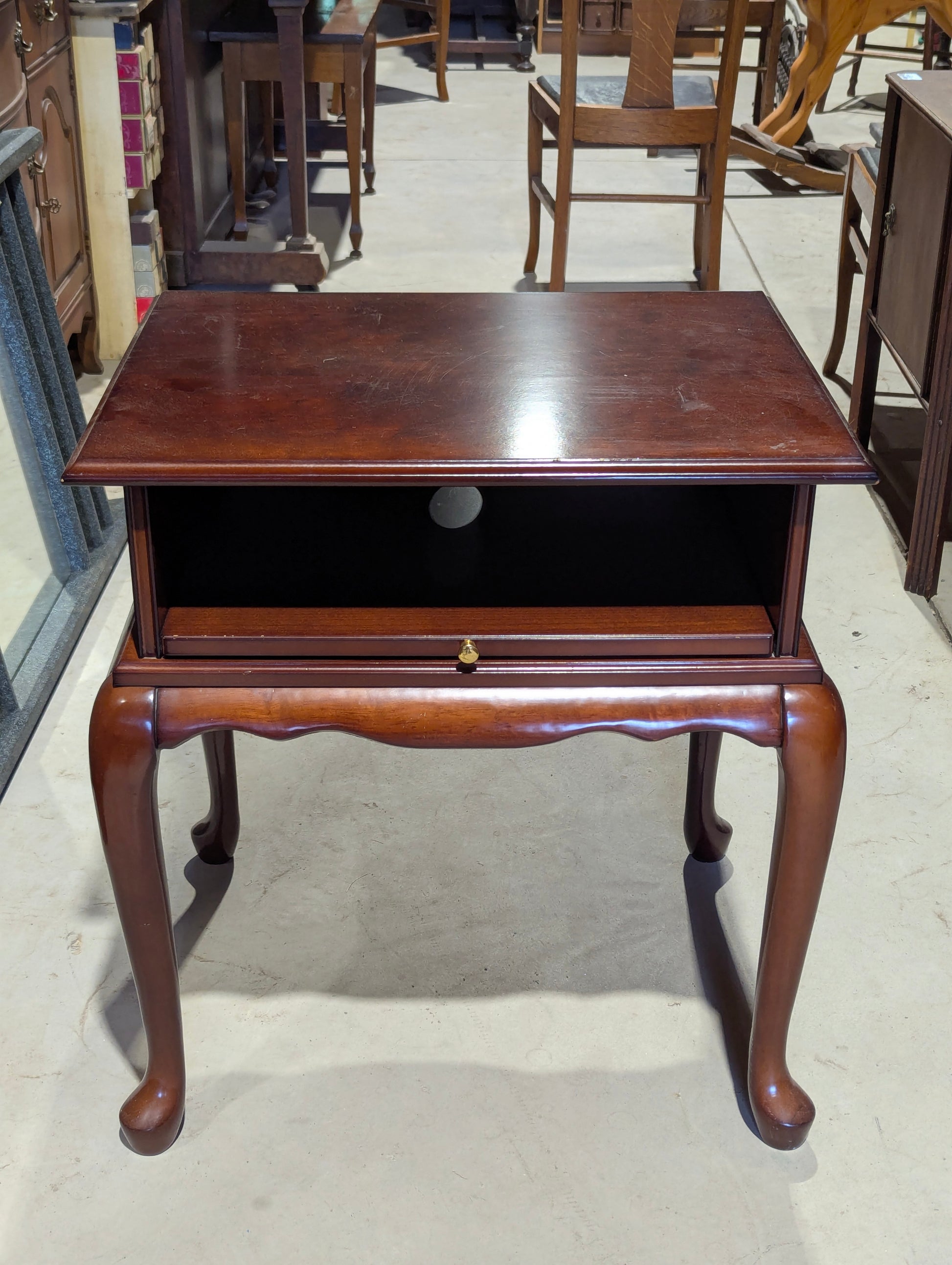 Vintage Bombay Mahogany Side Table with Pull-out Tray
