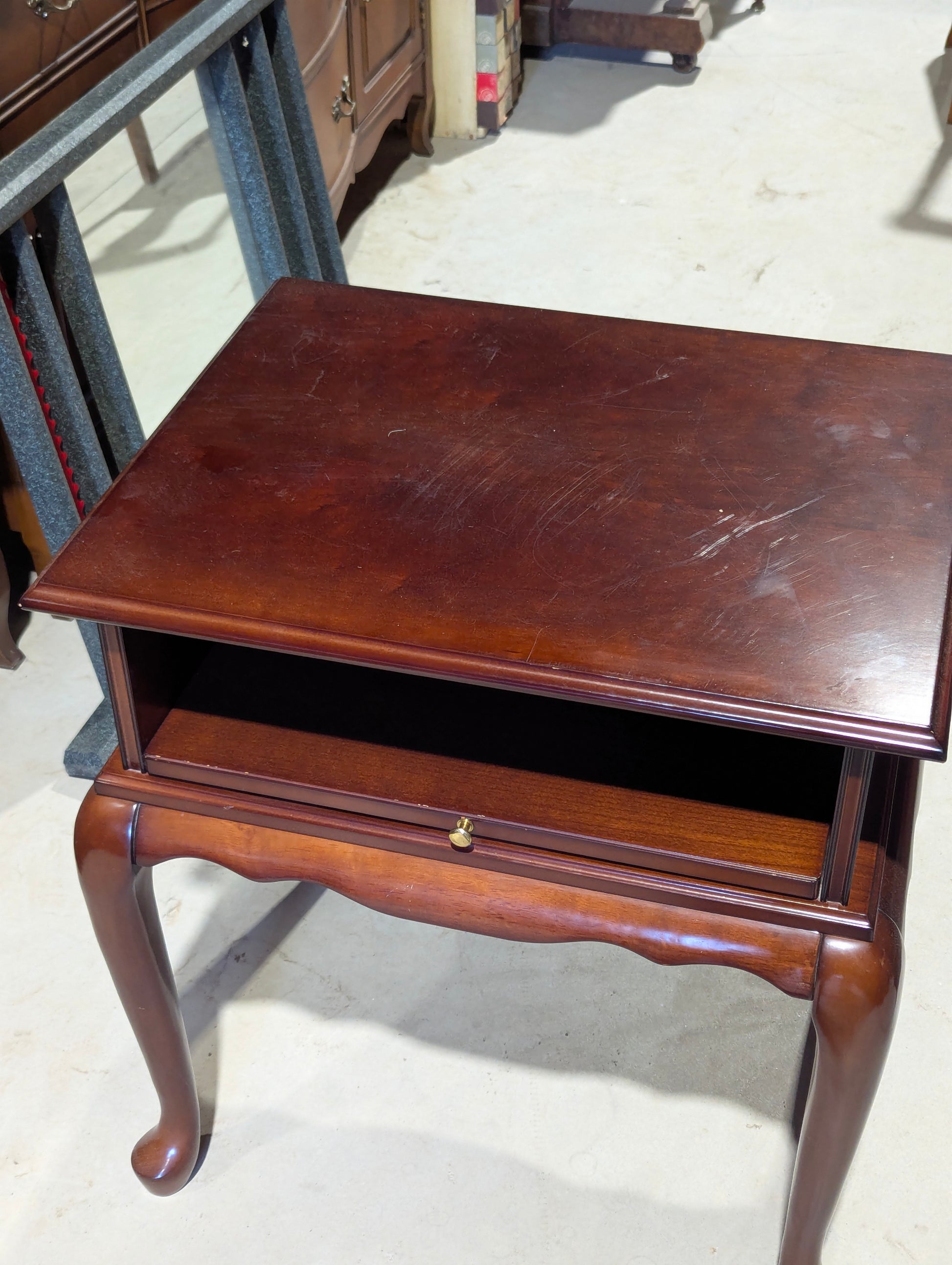 Vintage Bombay Mahogany Side Table with Pull-out Tray - view 3