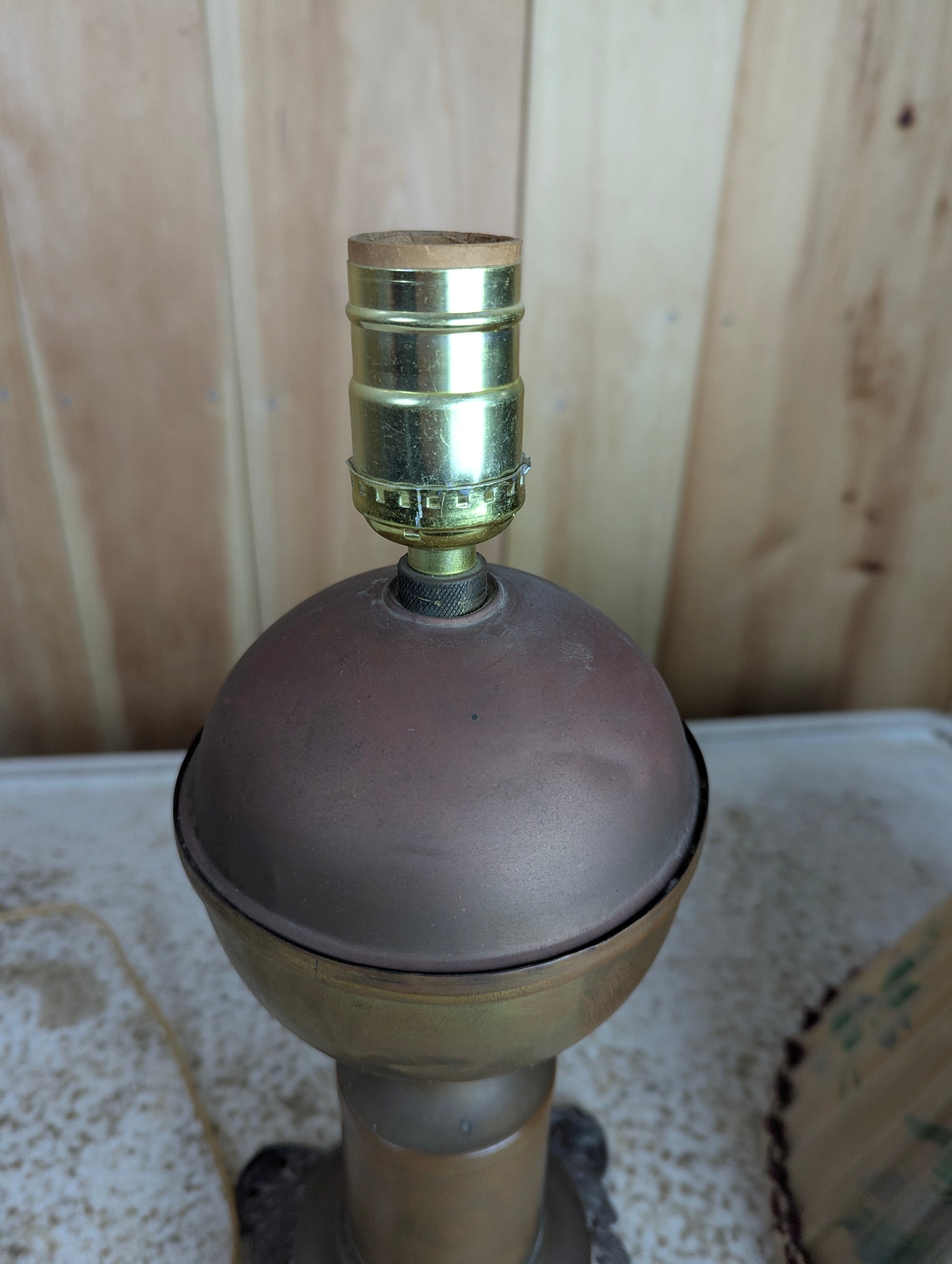 Vintage Brass Table Lamp with Cast iron Base - view 3
