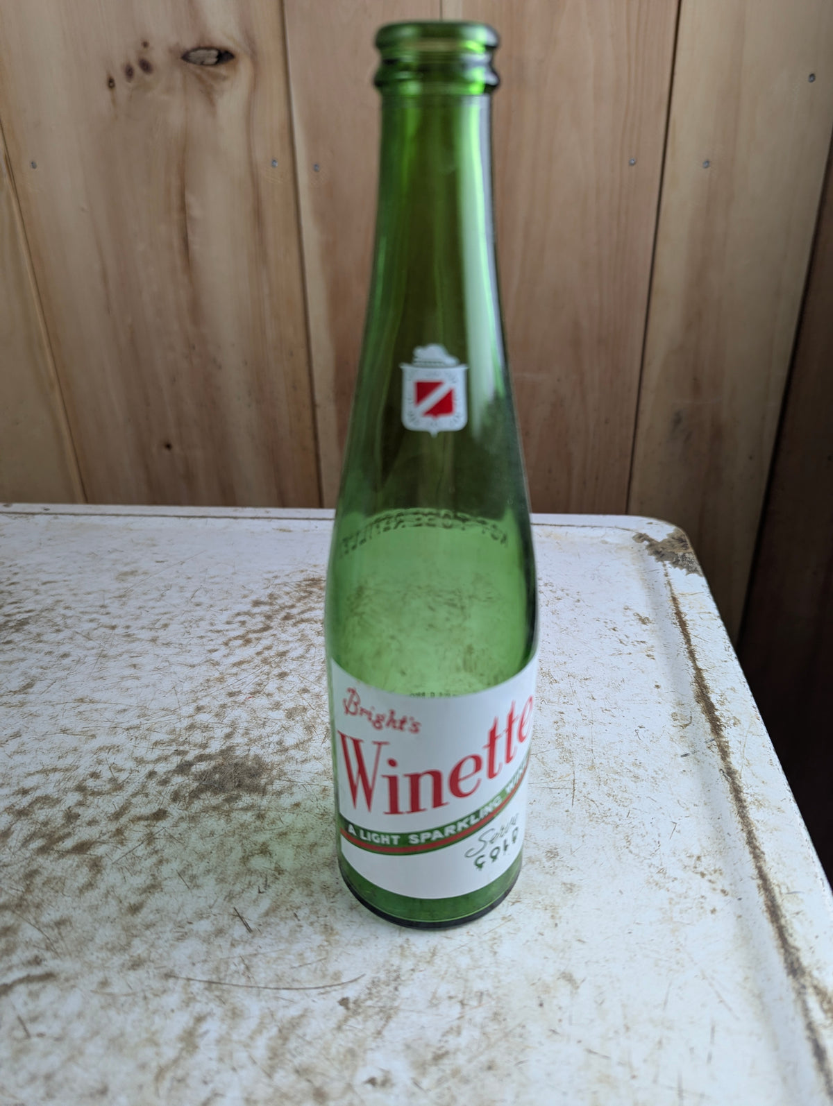 Vintage Bright's Winette Green Glass Bottle