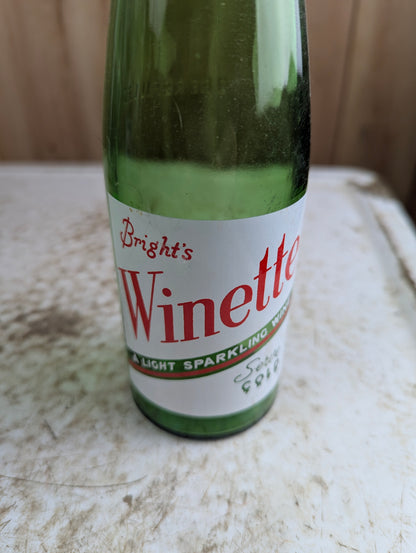 Vintage Bright's Winette Green Glass Bottle - view 2