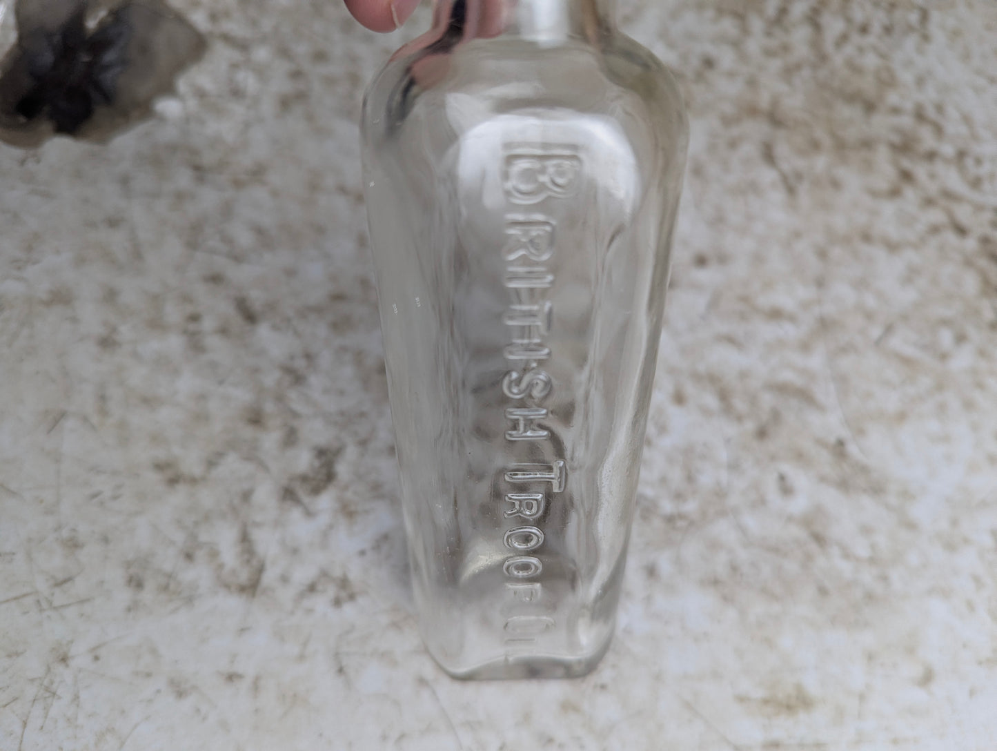 Vintage British Troop Oil Clear Glass Patent Medicine Bottle - view 2