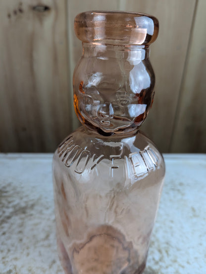 Vintage Brookfield Pink Depression Glass Baby Top Ceam Top Quart Milk Bottle - view 3