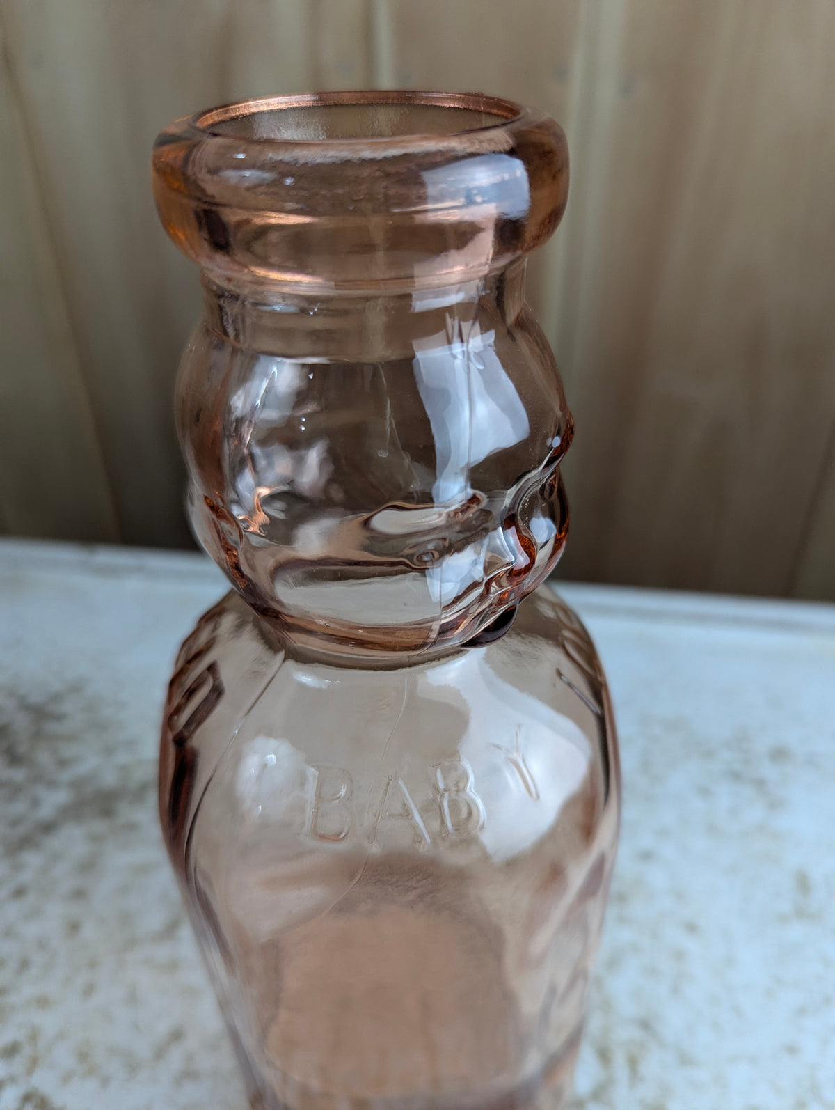 Vintage Brookfield Pink Depression Glass Baby Top Ceam Top Quart Milk Bottle - view 4