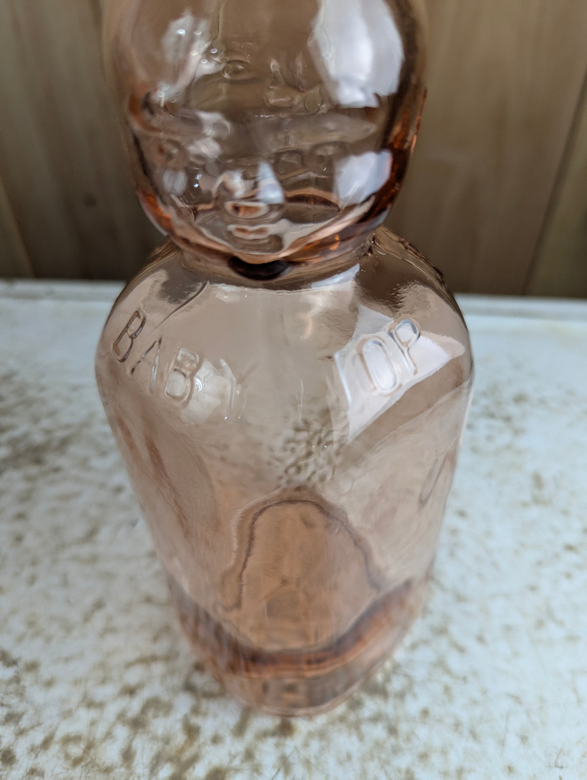 Vintage Brookfield Pink Depression Glass Baby Top Ceam Top Quart Milk Bottle - view 5