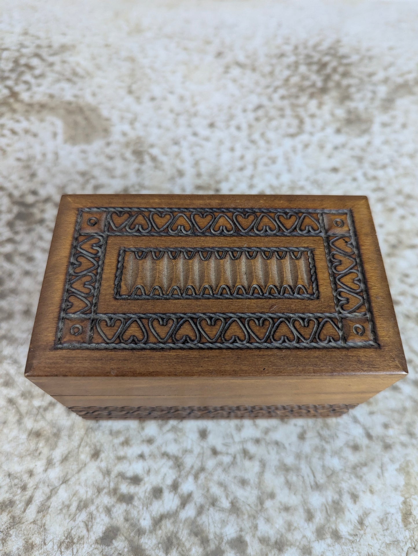 Vintage Carved Wooden Box Holder for Playing Cards - view 2