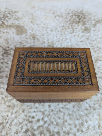 Vintage Carved Wooden Box Holder for Playing Cards - view 2