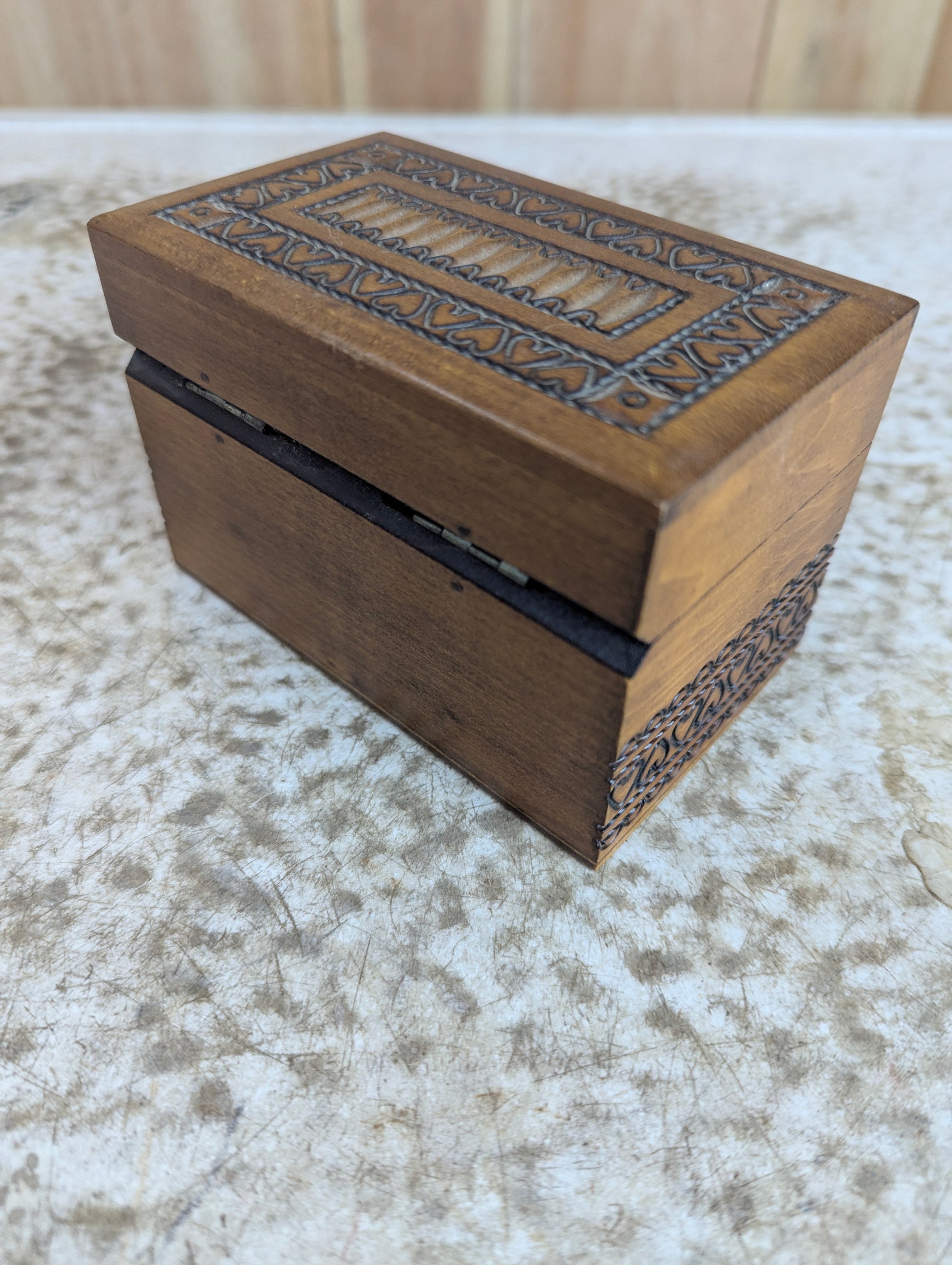 Vintage Carved Wooden Box Holder for Playing Cards - view 3