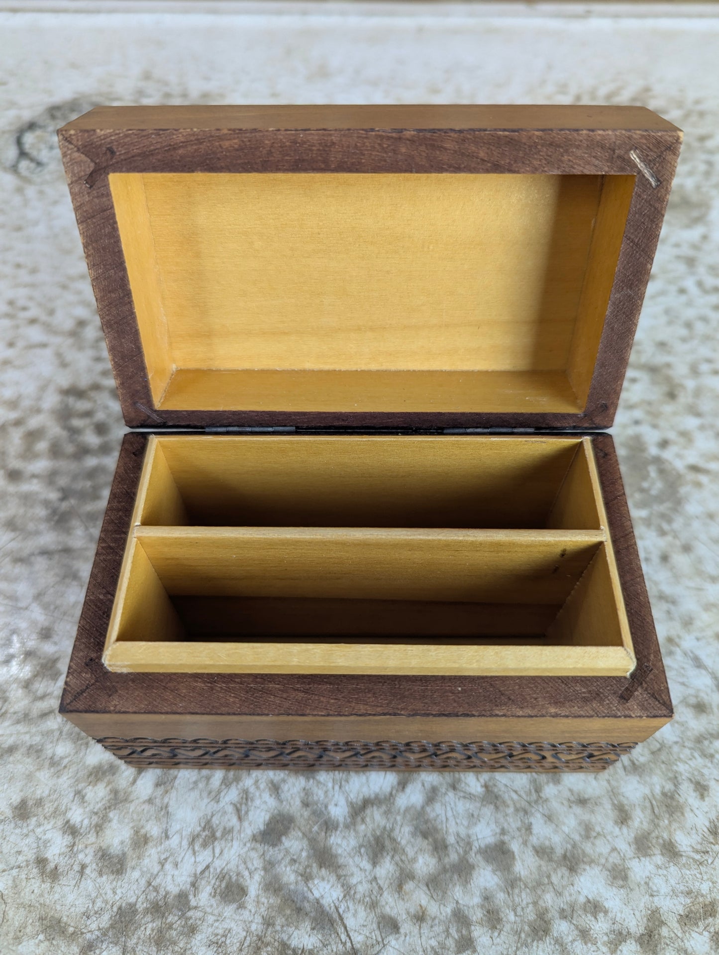 Vintage Carved Wooden Box Holder for Playing Cards - view 4