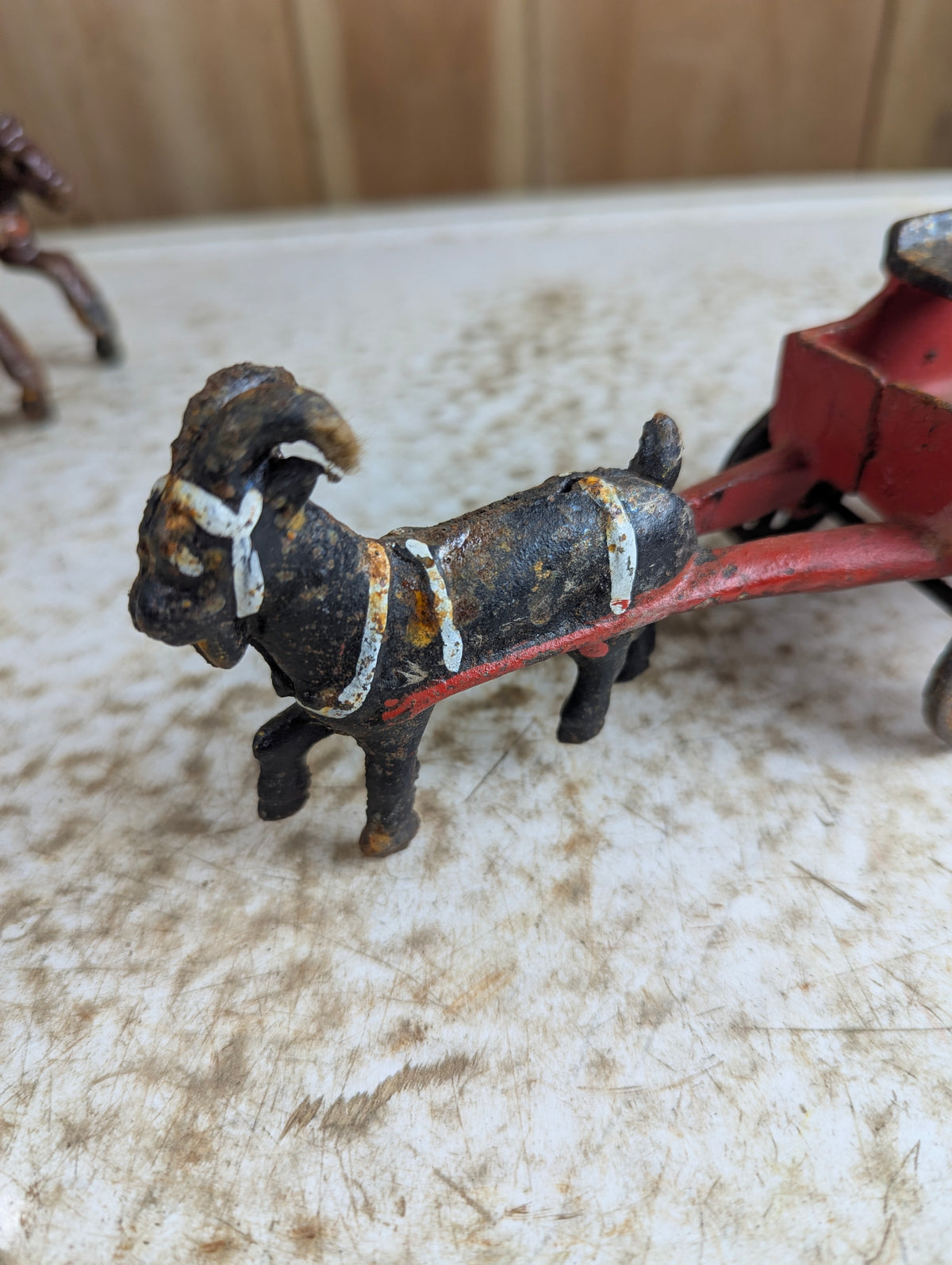 Vintage Cast Iron Goat-Pulled Express Wagon Toy - view 2