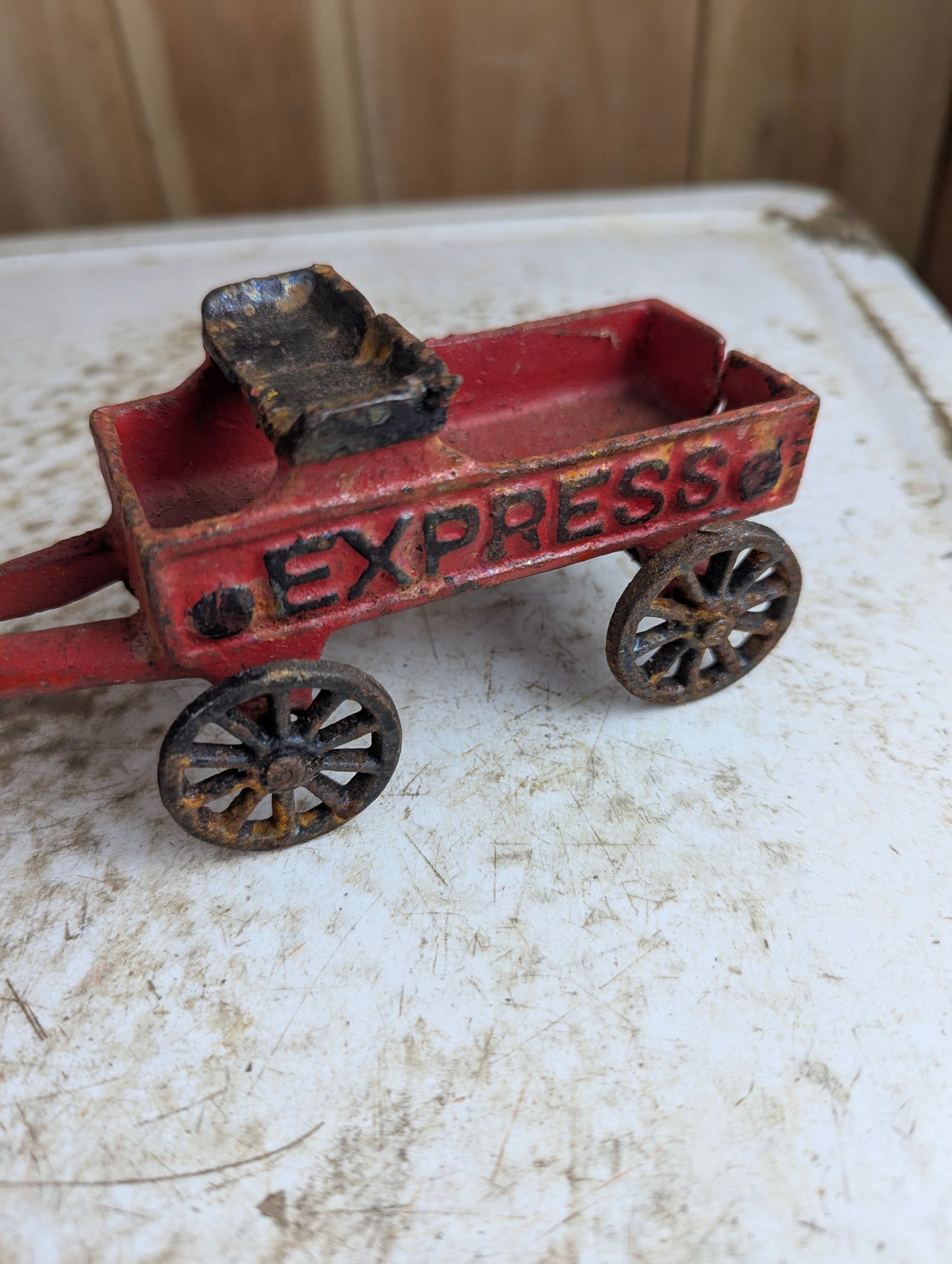 Vintage Cast Iron Goat-Pulled Express Wagon Toy - view 3