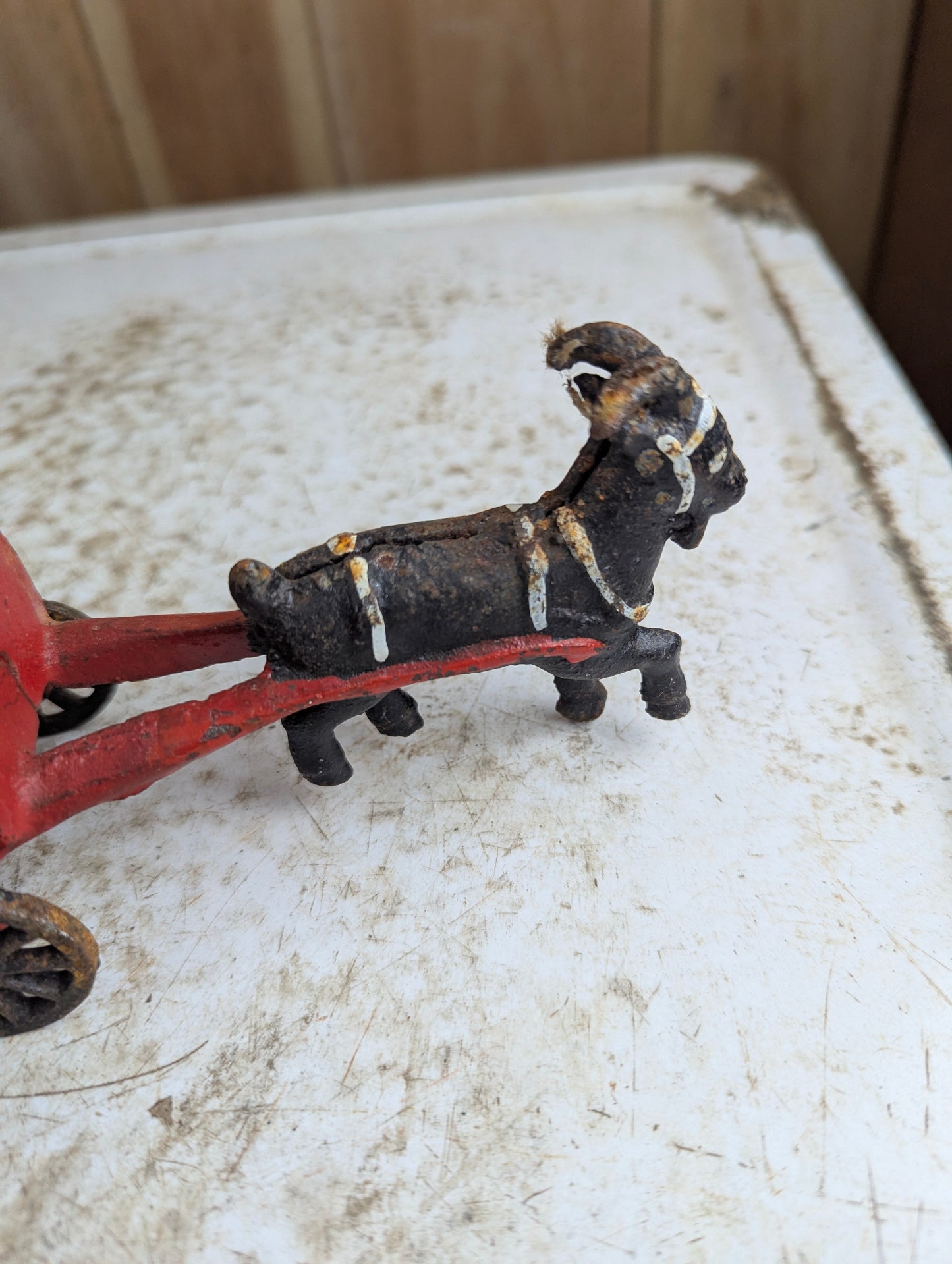 Vintage Cast Iron Goat-Pulled Express Wagon Toy - view 5