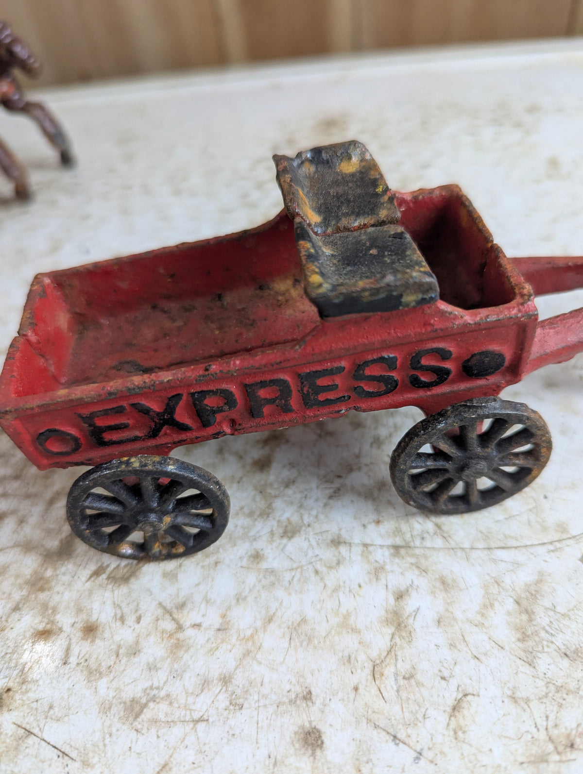 Vintage Cast Iron Goat-Pulled Express Wagon Toy - view 6