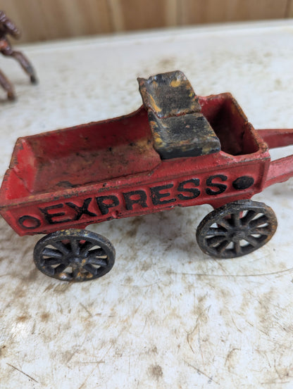 Vintage Cast Iron Goat-Pulled Express Wagon Toy - view 6