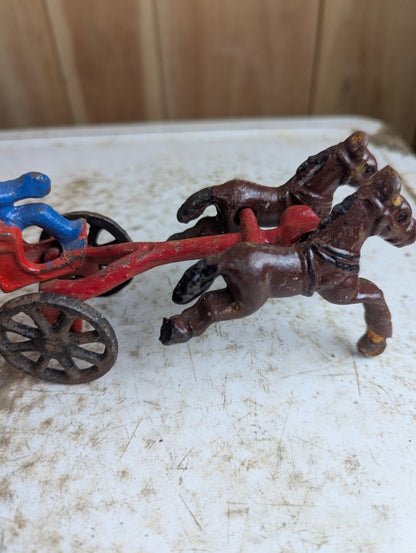 Vintage Cast Iron Horse-Drawn Fire Engine Pumper Toy - view 3