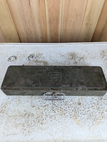 Vintage Climax Metal Fishing Tackle Box with Rod Storage