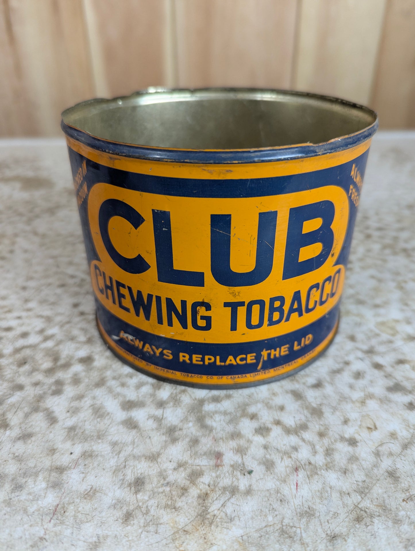 Vintage Club Chewing Tobacco Tin Can (no lid)