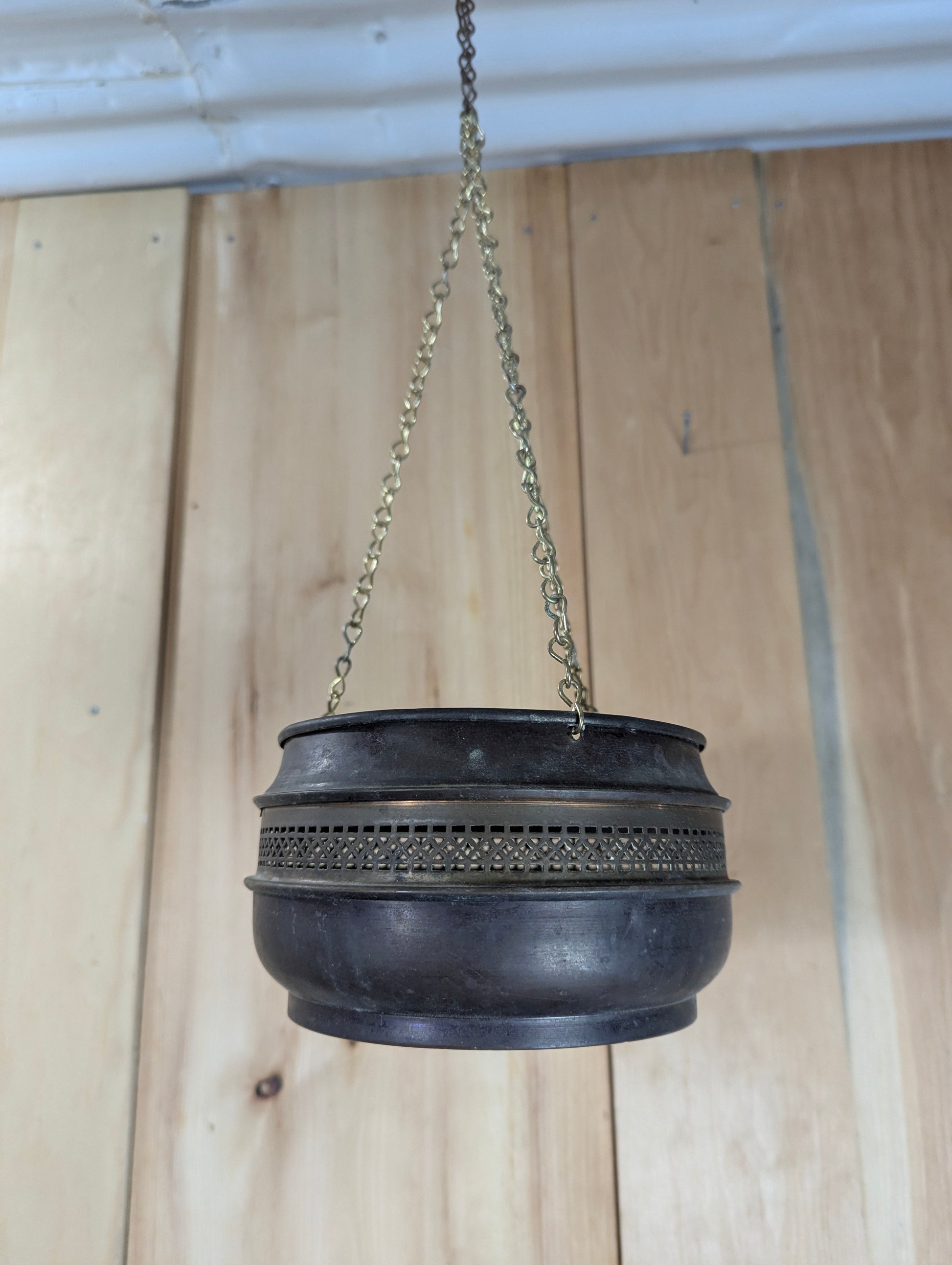 Vintage Copper Hanging Flower Pot