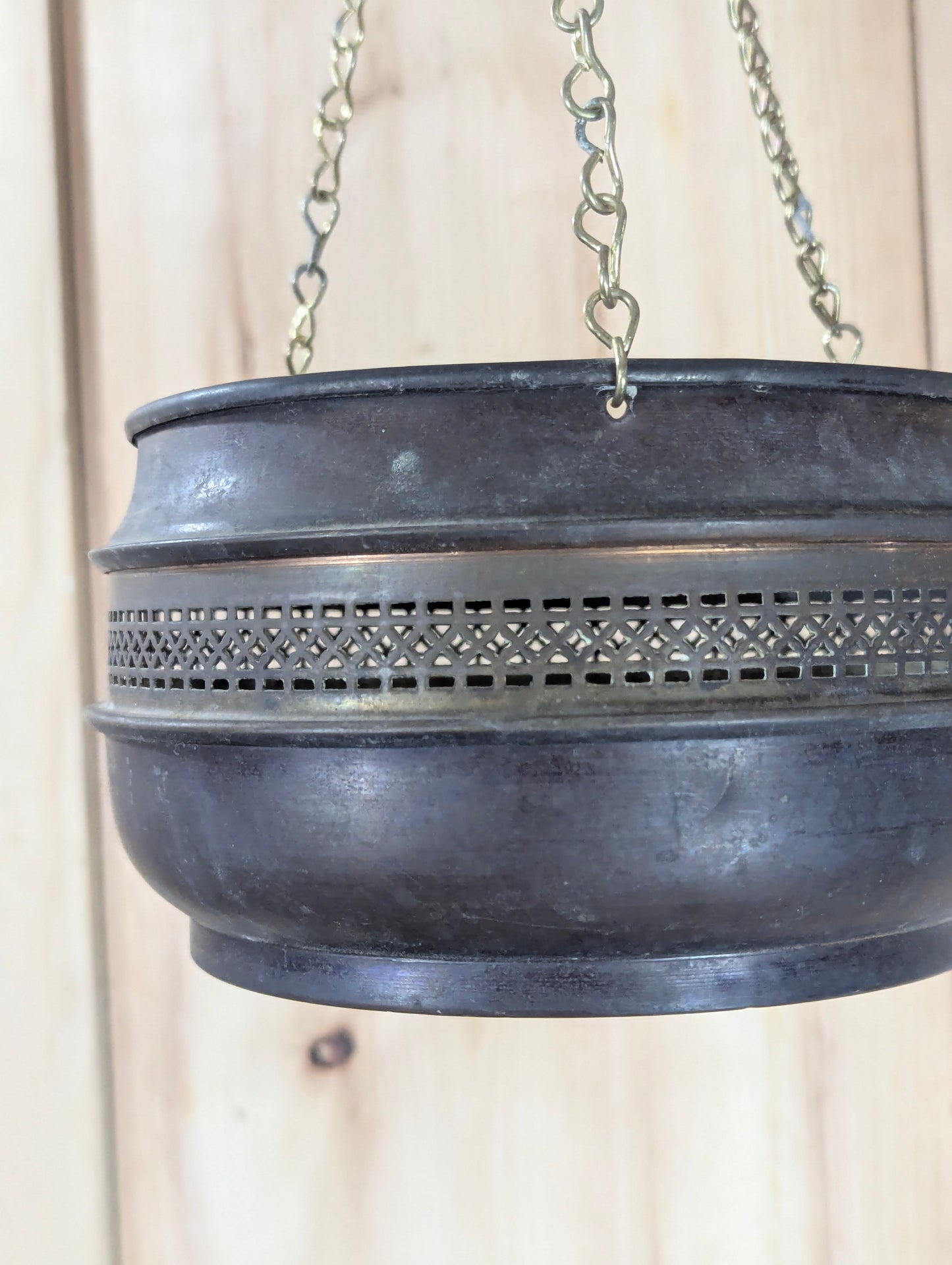 Vintage Copper Hanging Flower Pot - view 2