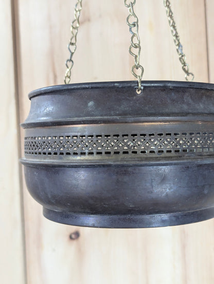 Vintage Copper Hanging Flower Pot - view 2