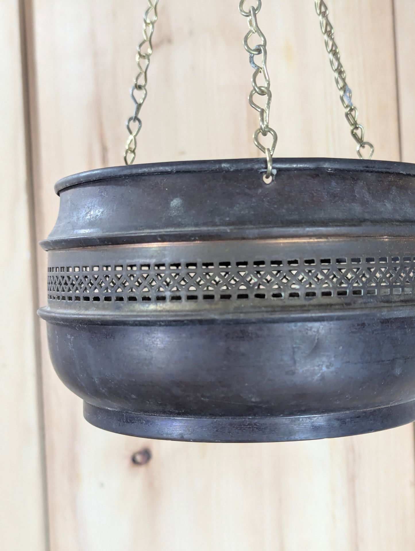 Vintage Copper Hanging Flower Pot - view 3