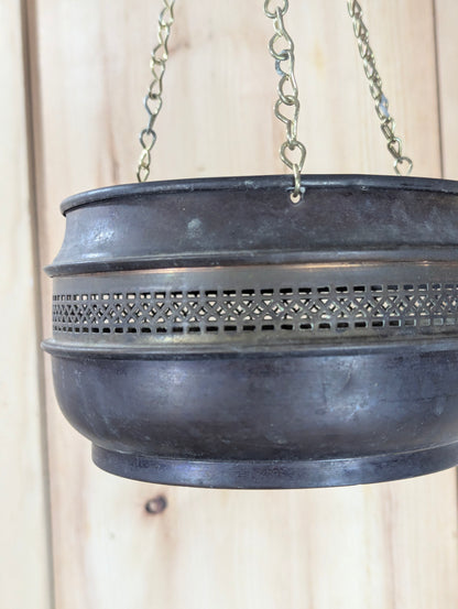 Vintage Copper Hanging Flower Pot - view 3