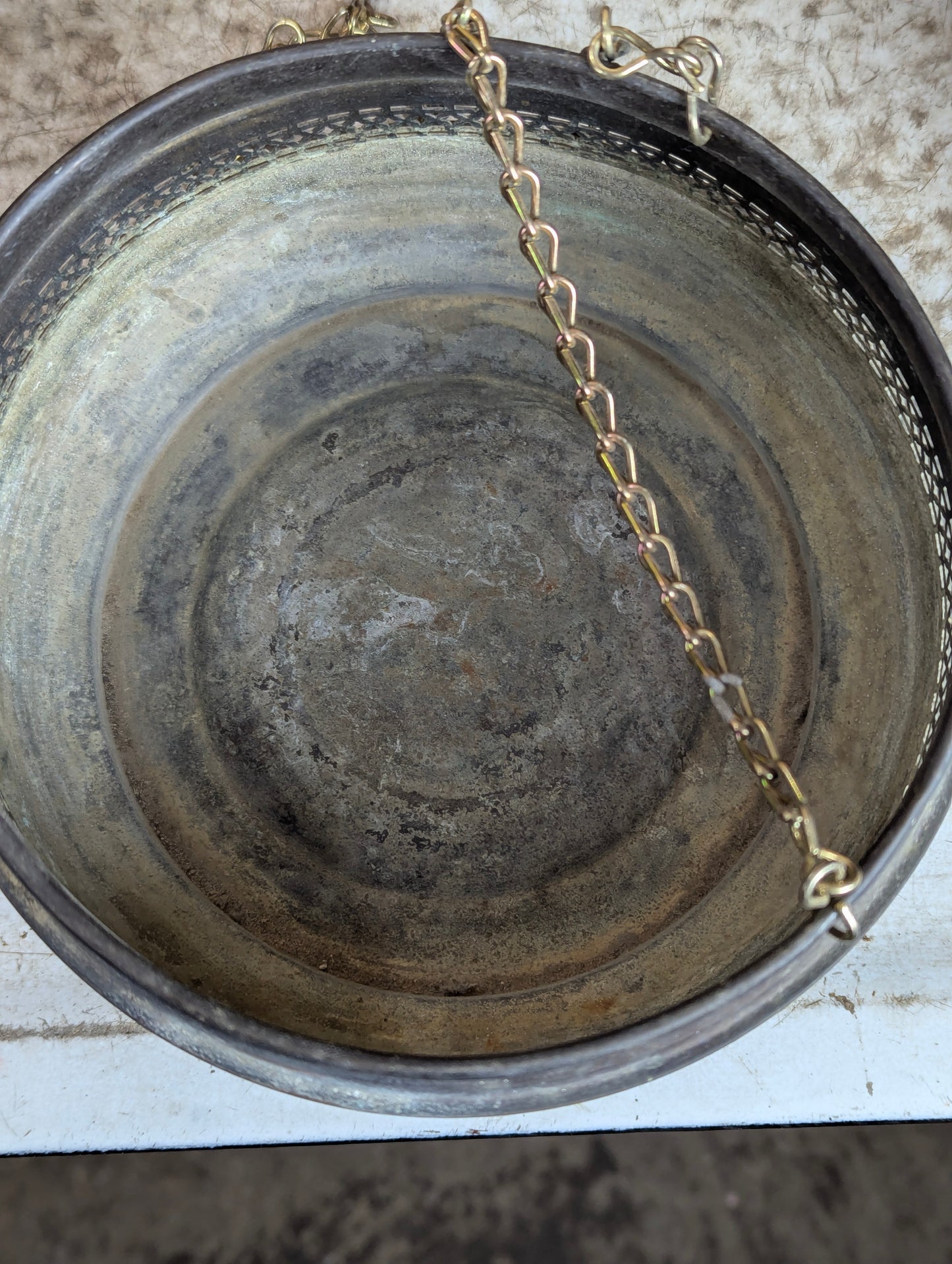 Vintage Copper Hanging Flower Pot - view 4