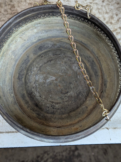 Vintage Copper Hanging Flower Pot - view 4