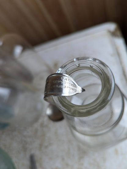 Vintage Cream Top Milk Bottle with Cream Separator Spoon - view 3