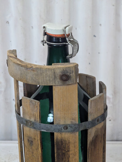 Vintage Demijohn Bottle with Wooden Basket - view 4