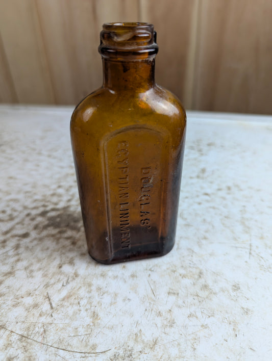 Vintage Douglas Egyptian Liniment Amber Glass Bottle