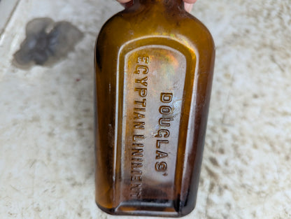 Vintage Douglas Egyptian Liniment Amber Glass Bottle - view 2