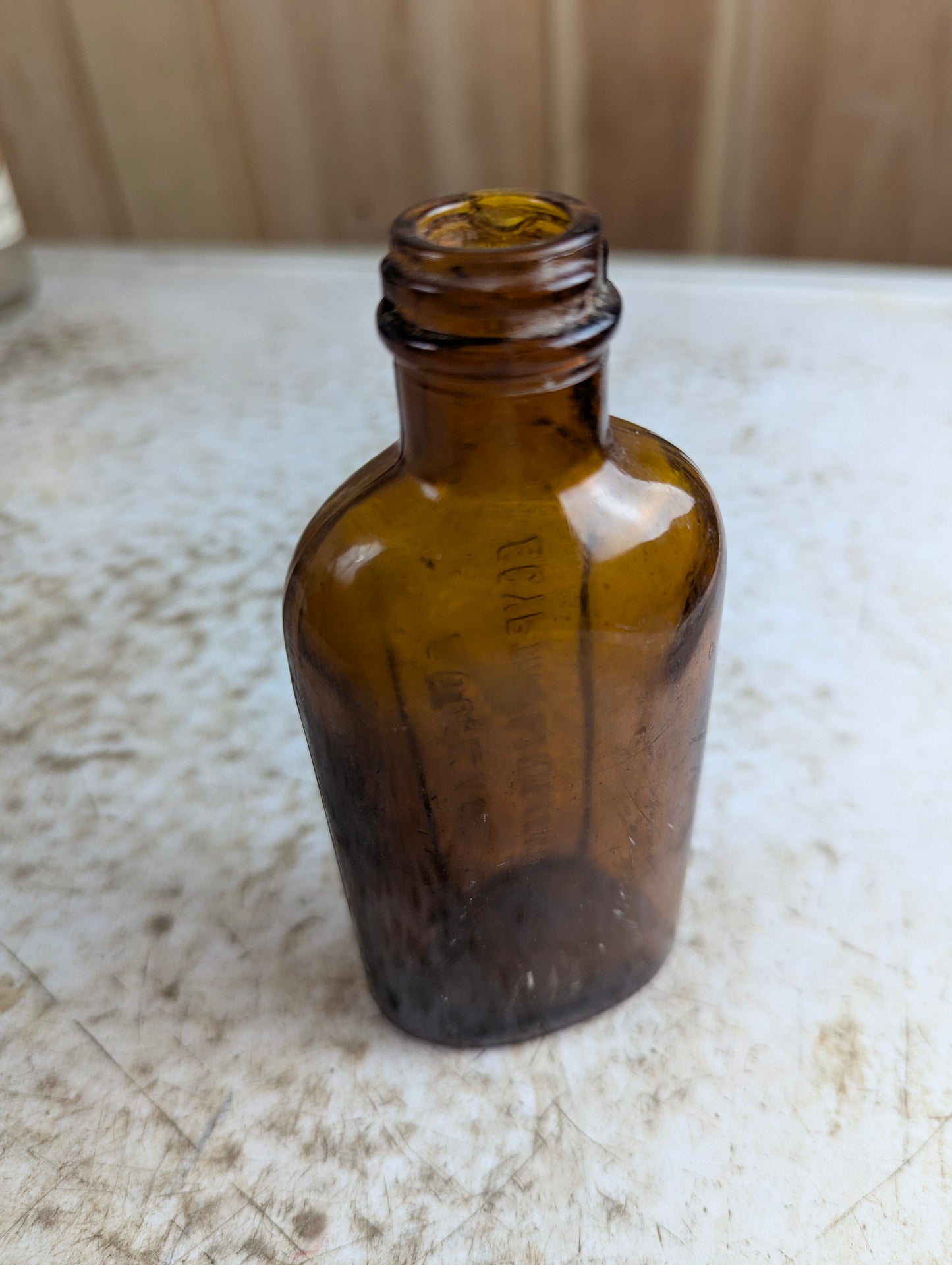 Vintage Douglas Egyptian Liniment Amber Glass Bottle - view 3