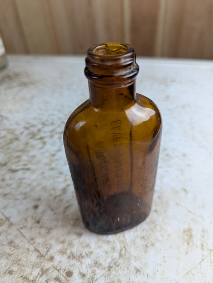 Vintage Douglas Egyptian Liniment Amber Glass Bottle - view 3