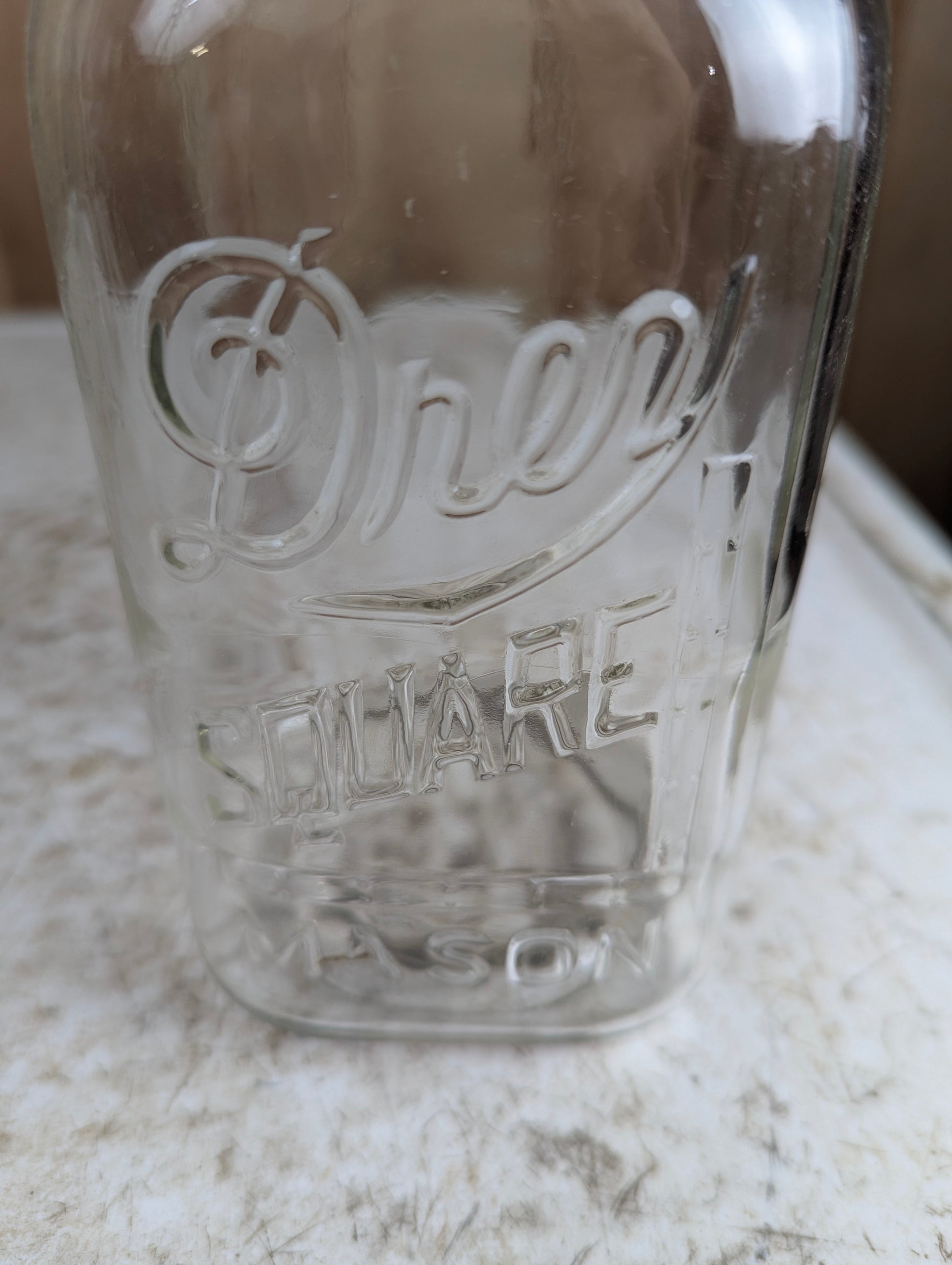 Vintage Drey Square Quart Mason Zinc Lid Jar - view 2