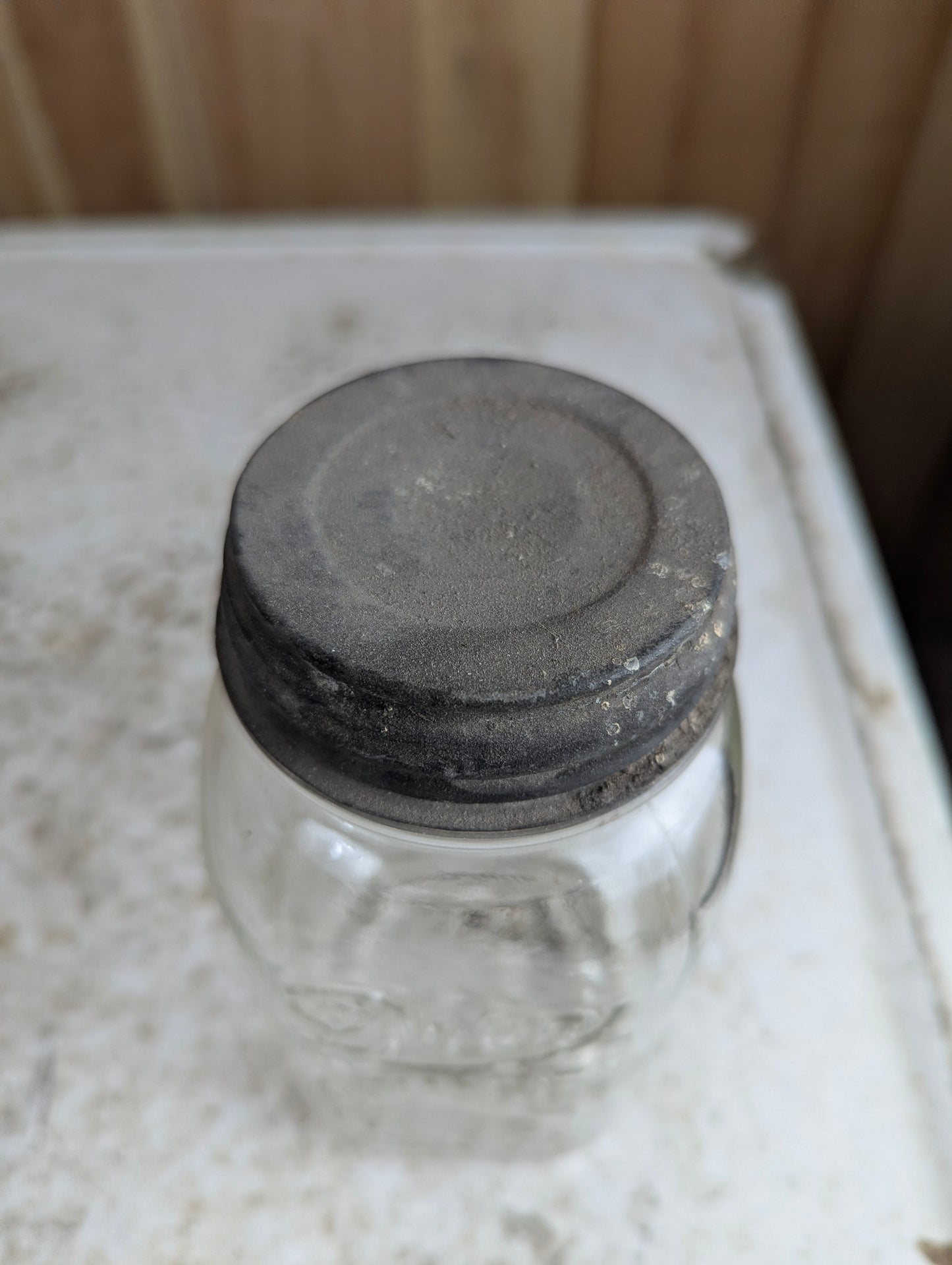 Vintage Drey Square Quart Mason Zinc Lid Jar - view 3