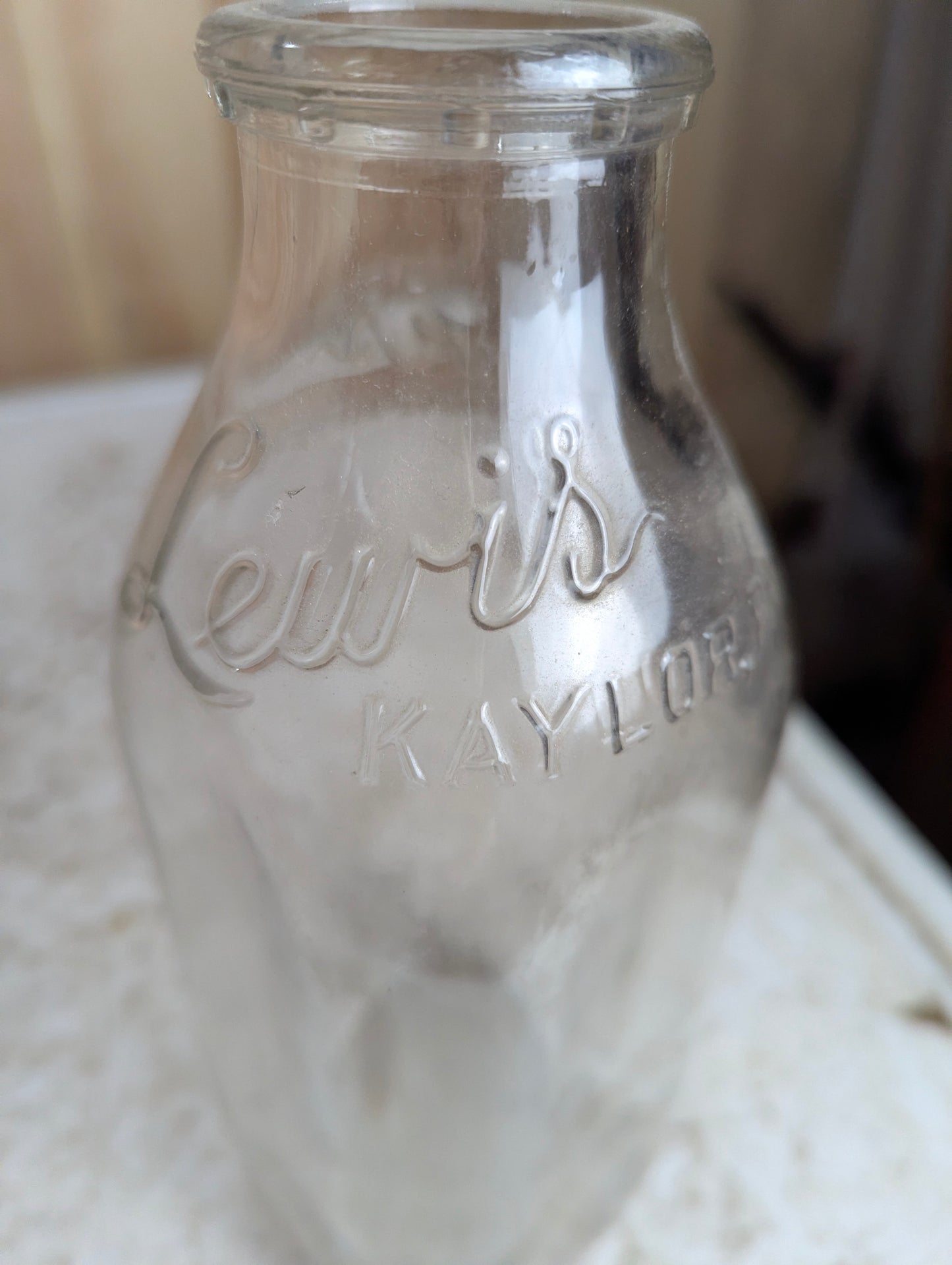 Vintage Embossed Lewis Kaylor PA 1-Quart Dairy Milk Bottle - view 2