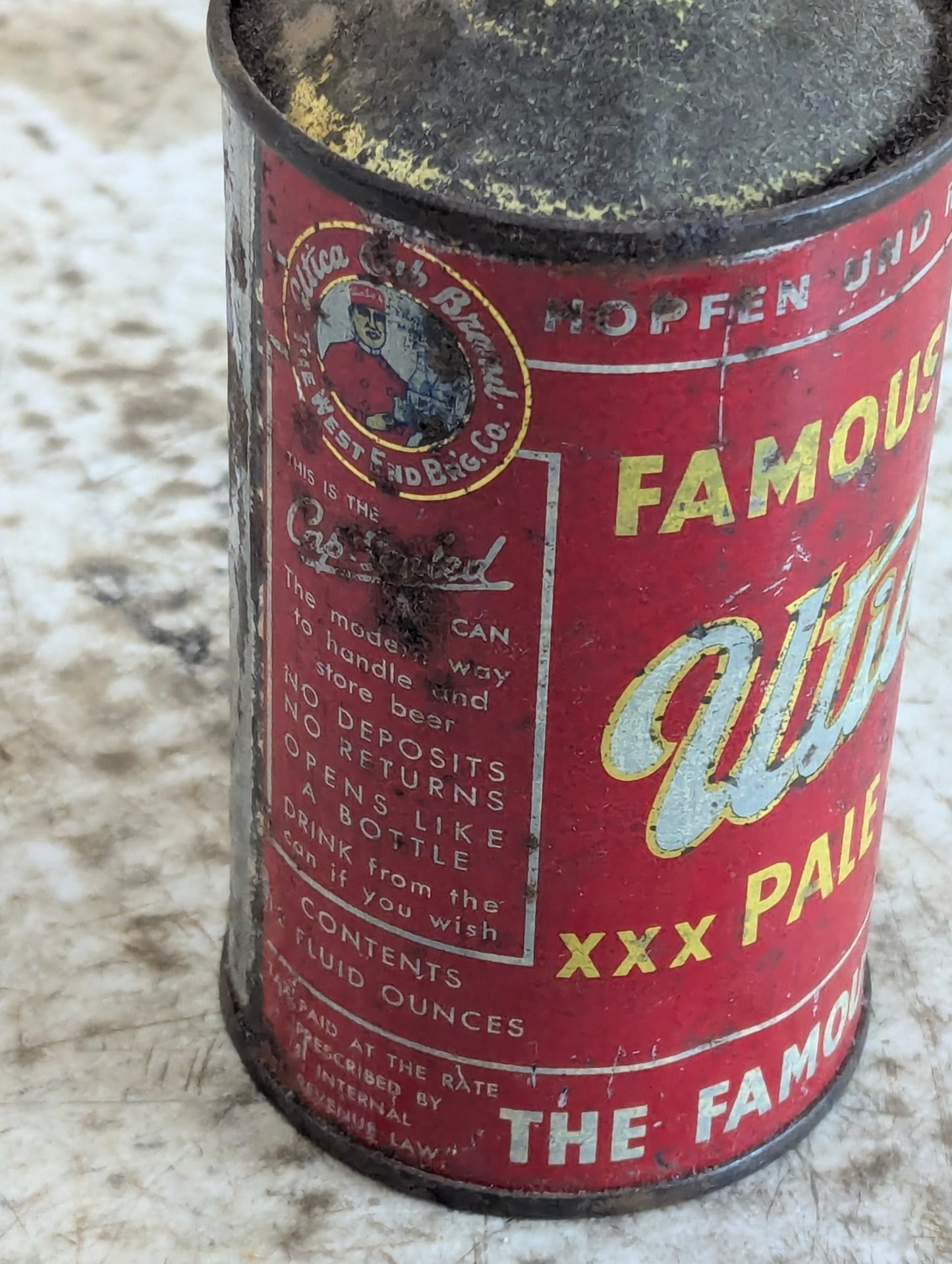 Vintage Famous Utica Club Pale Cream Ale Cone top Beer Can - view 3